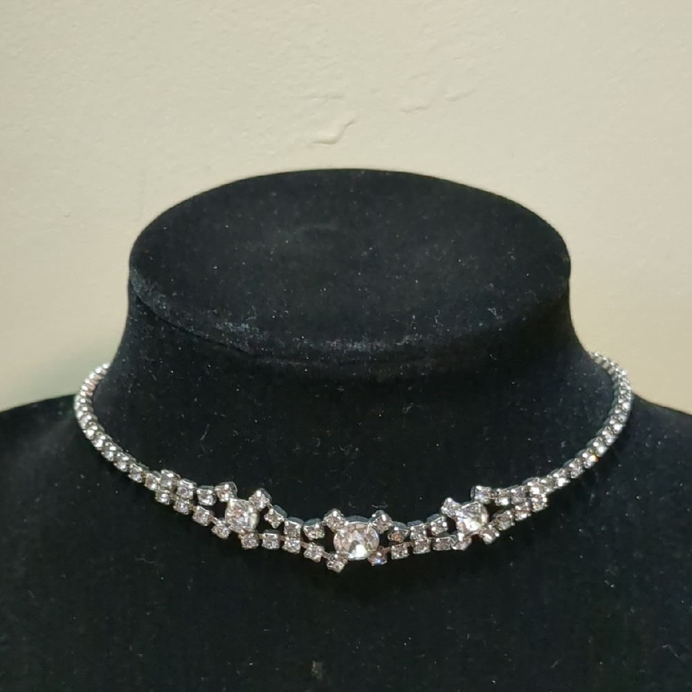 Dazzling Silver Tone Crystal Necklace